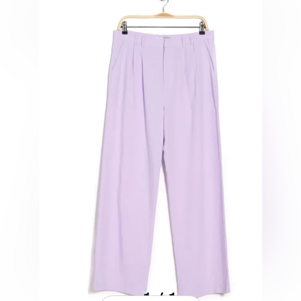 Sophie Rue cotton linen Pants Pleated light purple Lavender Wide Leg medium